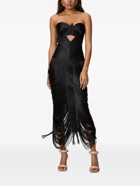 NORINA ST Aura fringed midi dress Black AURADRESS