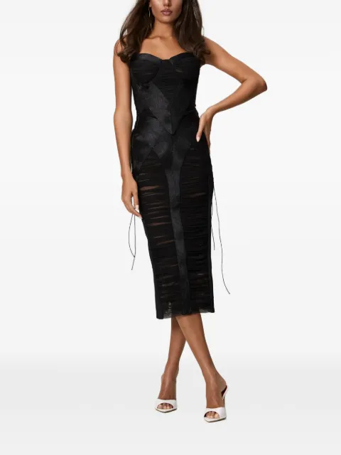 NORINA ST Malena panelled ruched midi dress Black MALENADRESS