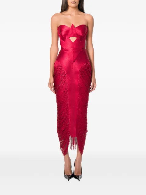 NORINA ST Aura fringed midi dress Red AURADRESS