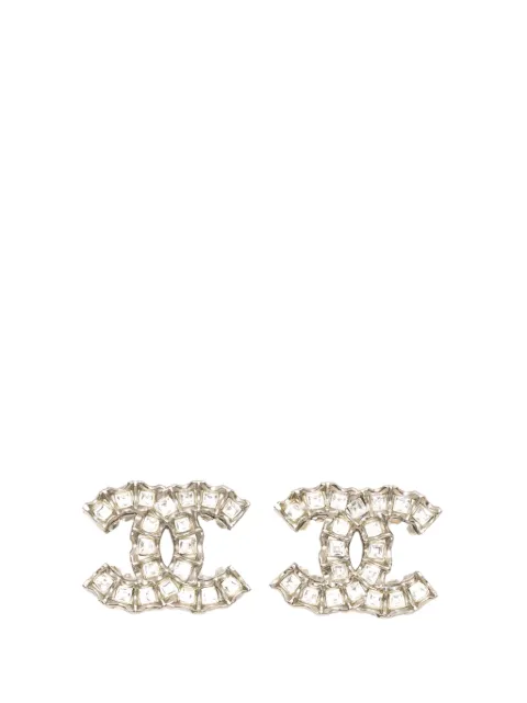 CHANEL Pre-Owned 2010-2026 CC Brass Strass Push Back Earrings costume earrings Silver FL0CUPK1PHF6FS5S