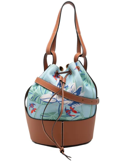 Loewe Pre-Owned 2020 Paulas Ibiza Small Canvas Mermaid Print Balloon Drawstring bucket bag Blue CE8OGP5JF3SWJWFK