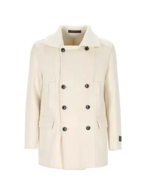 ON THE BUND double-breasted ribbed-collar coat Neutrals 00022903