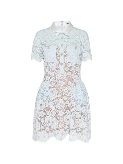 Self-Portrait lace-panelled bow-detail mini dress Blue AW26004SABL
