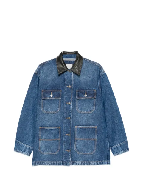 SIMKHAI leather-collar denim jacket Blue 5266141DNL