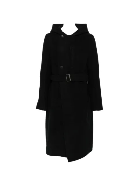 Rick Owens belted hooded coat Black RU02F4985DDR