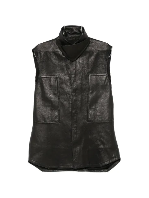 Rick Owens leather high-neck shirt jacket Black RR02F4223