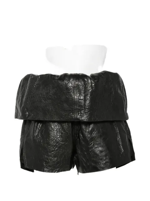 Rick Owens Crater leather shorts Black RO02F5390LBE
