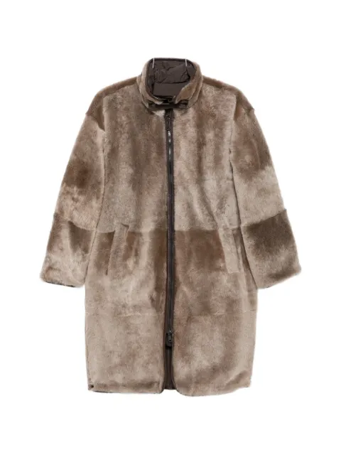 Brunello Cucinelli shearling-trim reversible jacket Neutrals MPMRA9392C9807