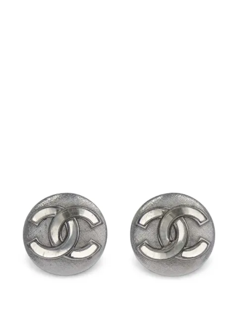 CHANEL Pre-Owned 2018 Interlocking CC clip-on earrings Silver 189030