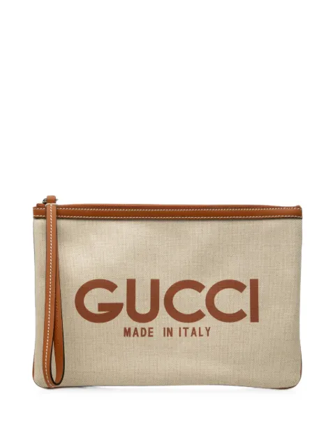Gucci Pre-Owned 2016-2026 Canvas Logo clutch bag Neutrals 9LY8ZIOSW3D6M5OQ