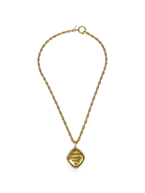 CHANEL Pre-Owned 1990-2000s Rhombus pendant necklace Gold 188924