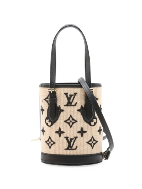 Louis Vuitton Pre-Owned 2021-2026 Monogram Cotton Nano bucket bag Neutrals 26MGHYTPZHKFRDGL