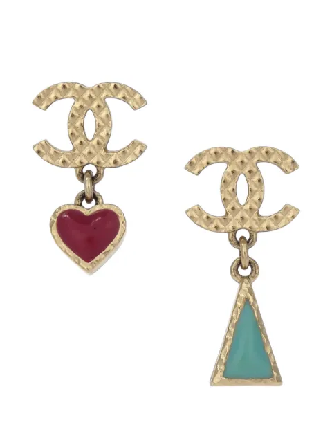 CHANEL Pre-Owned 2018 CC heart triangle earrings Gold 168314
