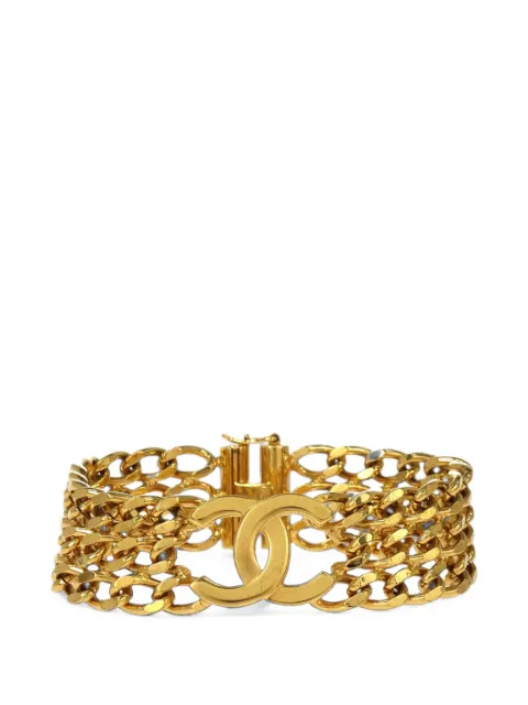 CHANEL Pre-Owned 1997 Interlocking CC triple-chain bracelet Gold 188601