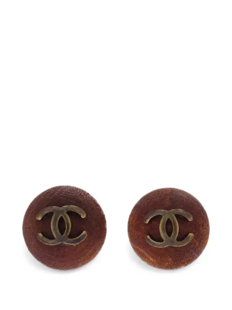 CHANEL Pre-Owned 1998 CC button earrings Brown 188560