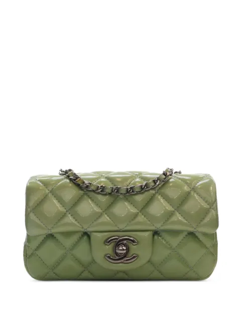 CHANEL Pre-Owned 2012-2013 Extra Mini Rectangular Classic Patent Single Flap crossbody bag Green HXT0V1084AE23QO1