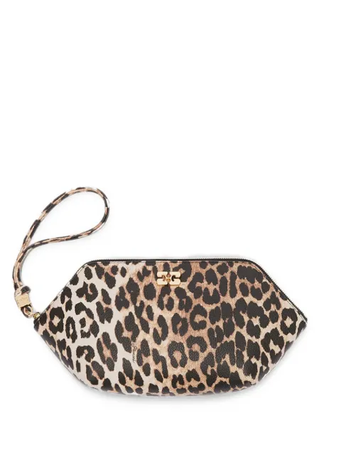 GANNI Bou make-up pouch in grained leopard Neutrals B3010040