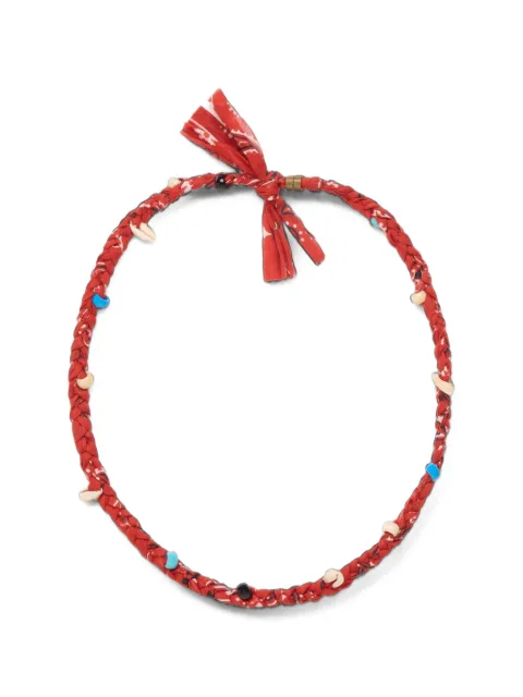 Alanui Bandana braided cowrie-shell necklace Red LWOB006E26FAB001