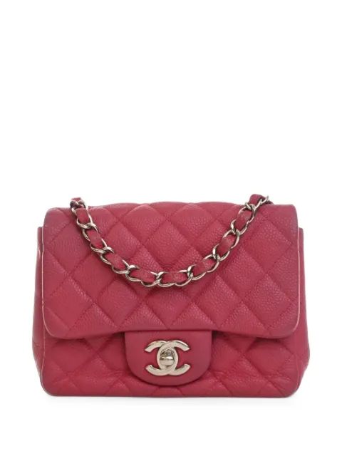 CHANEL Pre-Owned 2012-2013 Mini Square Classic Caviar Single Flap crossbody bag Pink HVOPB8UV0OY702J7
