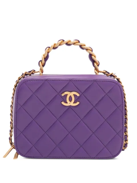 CHANEL Pre-Owned 2021-2026 Small CC Quilted Lambskin Top Handle Vanity Case satchel Purple HFLJEWK69T1EA9BT