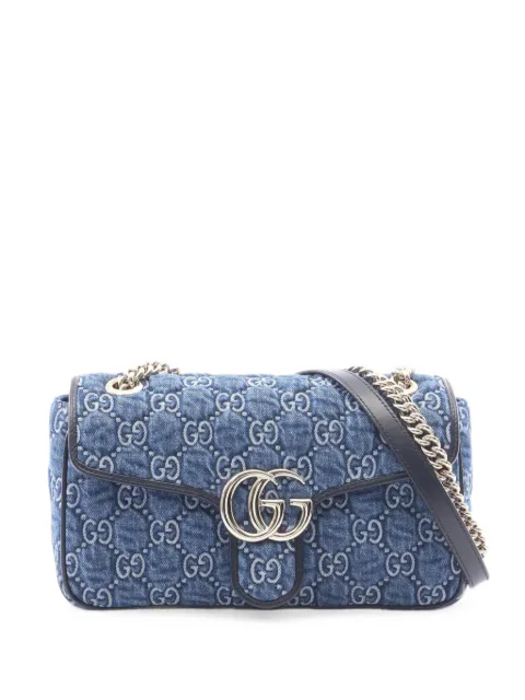 Gucci Pre-Owned 2016-2026 Medium GG Marmont Matelasse Denim shoulder bag Blue HVV0HY7QUXWP0GZP