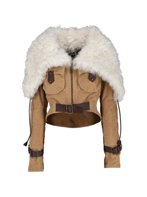DSQUARED2 shearling-collar corduroy jacket Neutrals CVM262337