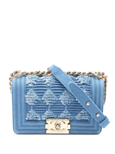 CHANEL Pre-Owned 2019 Small Pleated Denim Boy Flap crossbody bag Blue ARCCOPTDF4KIG4GN
