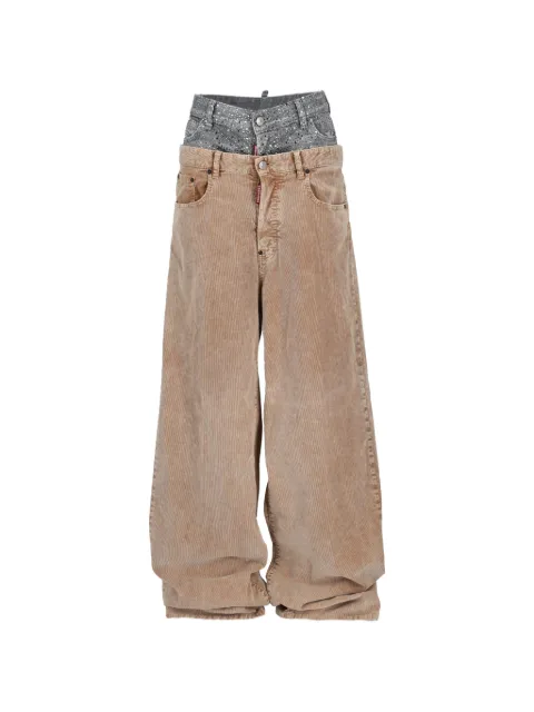 DSQUARED2 Twin Pack layered corduroy trousers Neutrals CVM2623164
