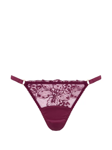 Fleur Of England floral-embroidered thong Purple VIOLASTRAPTHONG