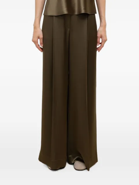 LESET satin-finish palazzo pants Green LB333ABARB