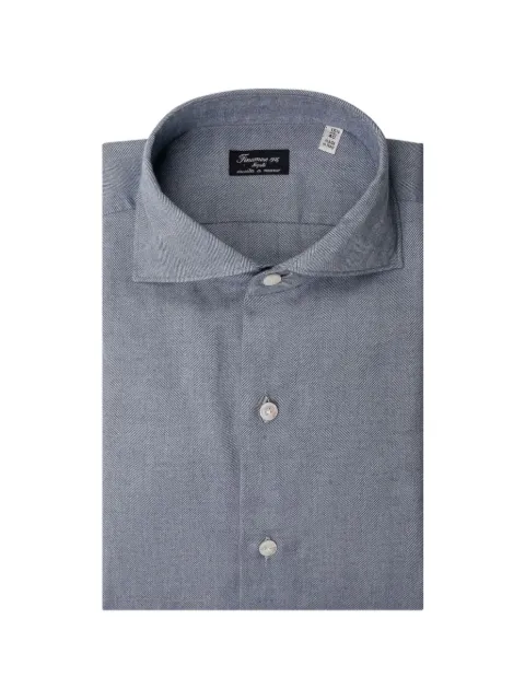 Finamore 1925 Napoli Milano Eduardo herringbone shirt Blue MLEUPSZV046283