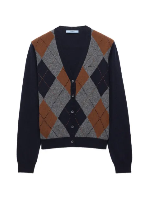 Prada argyle cashmere cardigan Blue P25O48SOOO6519