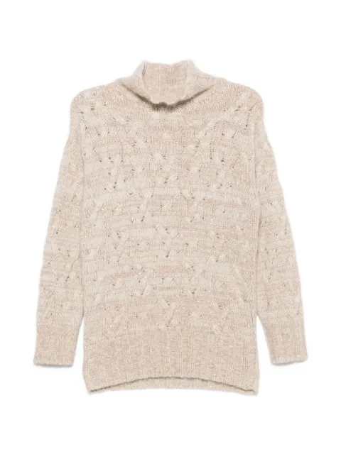 Fabiana Filippi cable-knit sequin-embellished sweater Neutrals MAD226F462M417