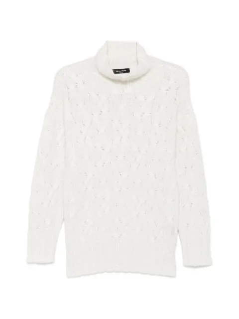Fabiana Filippi cable-knit sequin-embellished sweater Neutrals MAD226F462M41725