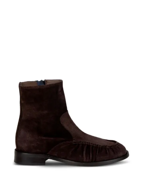 STATUS ruched suede ankle boots Brown S8303GSOFTYEXTRA