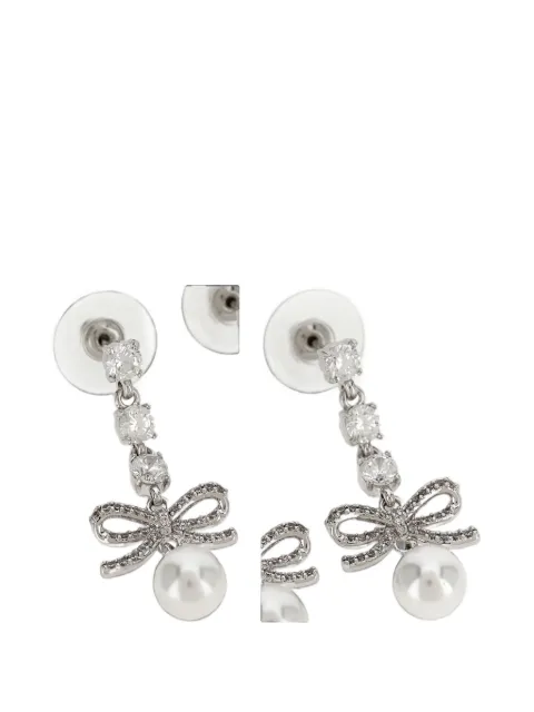 Self-Portrait bow crystal-charm earrings Silver AW26600ESL