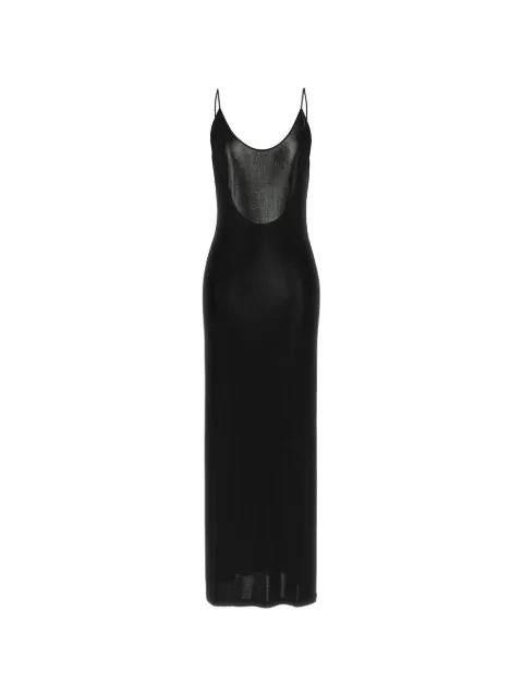 Saint Laurent Cassandre-chain backless dress in knit Black 876792Y38DS