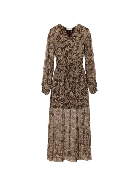 Eleh paisley-print drawstring-waist midi dress Brown 0290MARRONE