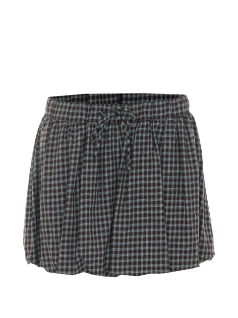 Eleh check-pattern balloon-motif mini skort Brown 0181MARRONE