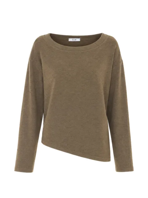 Eleh asymmetric long-sleeve T-shirt Brown 0239FANGO