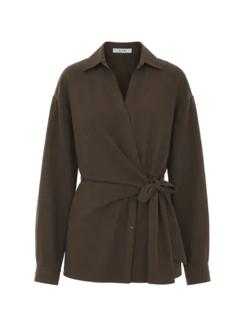 Eleh bow-detail wrap-style shirt Brown 0200FANGO