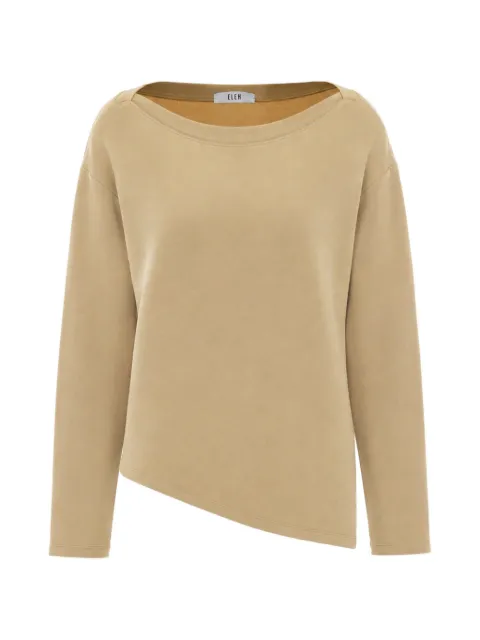 Eleh asymmetric-hem long-sleeve T-shirt Neutrals 0239BEIGE