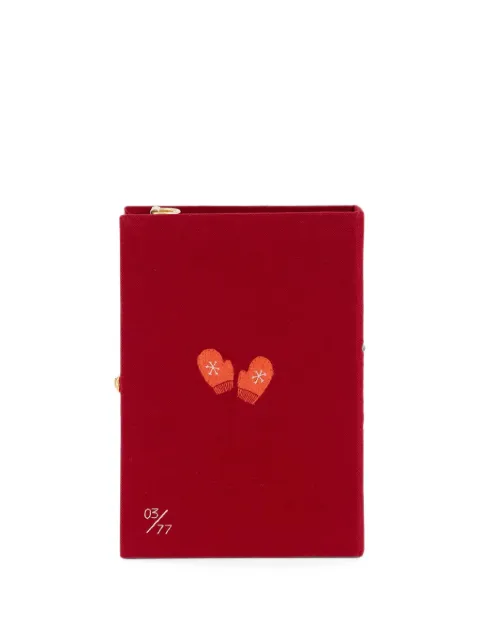 Olympia Le-Tan Ski in Aspen embroidered book mini bag Red VOYAGESWTRBCLI01SPT