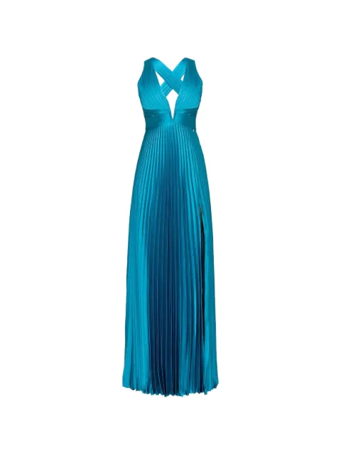 NISSA pleated satin maxi dress Blue RS13844