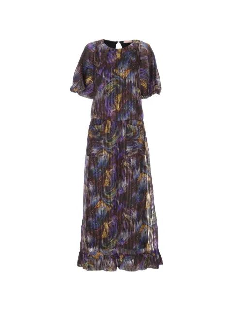 Kristina Ti maxi swirl-print ruffled dress Black KAL0114TI0341VAU