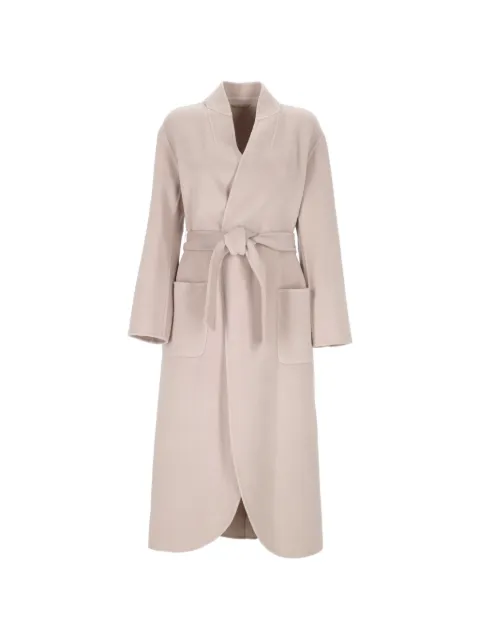 Purotatto belted shawl-collar coat Neutrals 811343