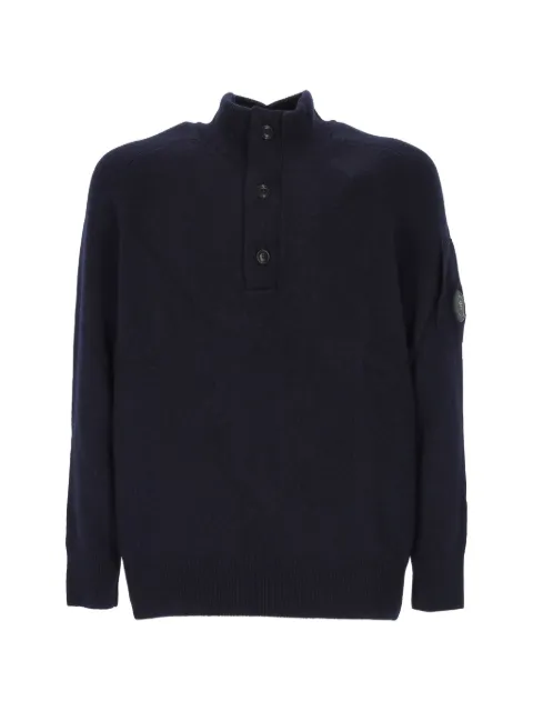 C.P. Company lambswool half button Lens sweater Blue 21CMKN087A110149A888