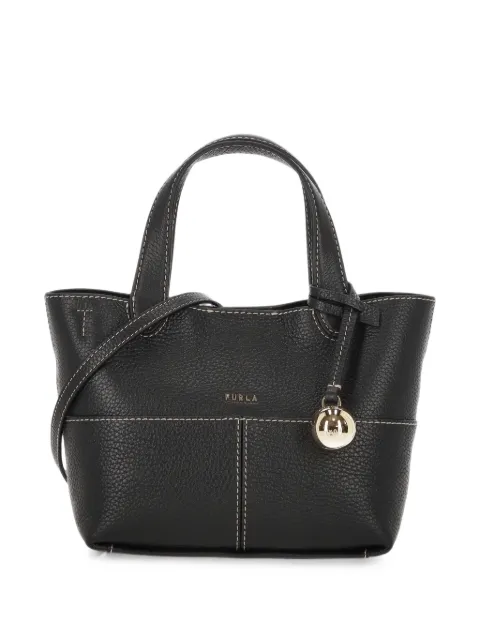 Furla contrast-stitch pebbled leather tote bag Black WB02226HSF000O6000