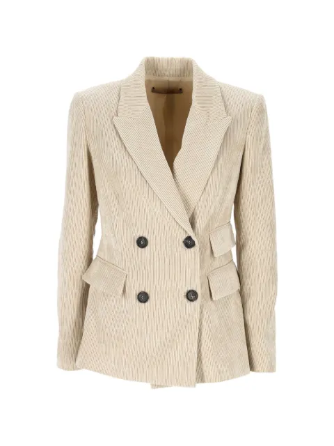 D.Exterior corduroy-effect double-breasted blazer Neutrals 63935