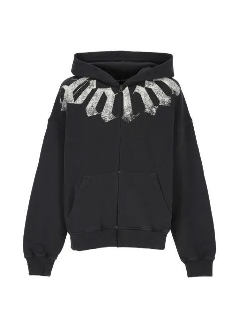 Palm Angels logo-print zip-up hoodie Black PAMBE002FL0011003